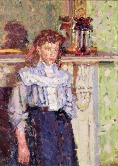 Mädchen am Kamin von Harold Gilman